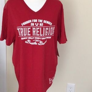 True Religion women v neck tee shirt  with tags size xl/tg good condition